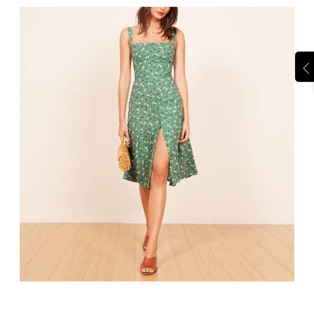 Square Neck Green Midi Dress Size S
